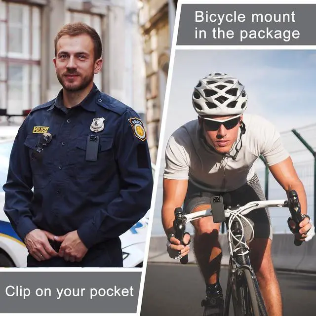 Alt view image 6 of 7 - Body Camera 3000mAh, 1296P Camcorder with IR Night Vision, 180° Rotatable Lens and 2 Sturdy Clips, 64GB Body Cam with Audio and Video Recording, Ideal for Police Cycle Delivery Home (64GB) (64GB)