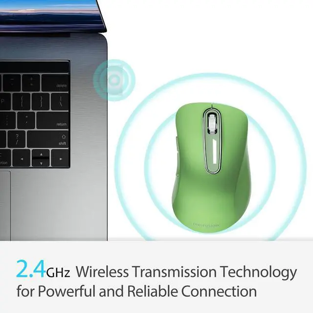 Alt view image 2 of 7 - 2.4G Wireless Mouse, 1400 DPI Mobile Optical Cordless Mouse with USB Receiver, Portable Computer Mice for Laptop, PC, Desktop, MacBook, 5 Buttons (Mint Green)