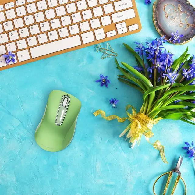 Alt view image 4 of 7 - 2.4G Wireless Mouse, 1400 DPI Mobile Optical Cordless Mouse with USB Receiver, Portable Computer Mice for Laptop, PC, Desktop, MacBook, 5 Buttons (Mint Green)