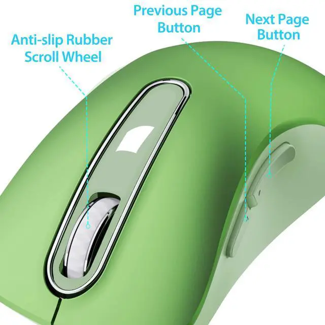 Alt view image 5 of 7 - 2.4G Wireless Mouse, 1400 DPI Mobile Optical Cordless Mouse with USB Receiver, Portable Computer Mice for Laptop, PC, Desktop, MacBook, 5 Buttons (Mint Green)