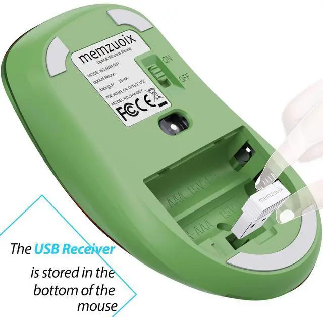 Alt view image 6 of 7 - 2.4G Wireless Mouse, 1400 DPI Mobile Optical Cordless Mouse with USB Receiver, Portable Computer Mice for Laptop, PC, Desktop, MacBook, 5 Buttons (Mint Green)