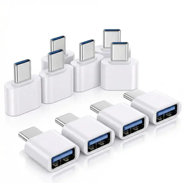 Main image of 10 PCS USB-C to USB Adapter, White USB Type-C to a Female Adapter for Flash Drive, Controller,Mouse, Keyboard and More