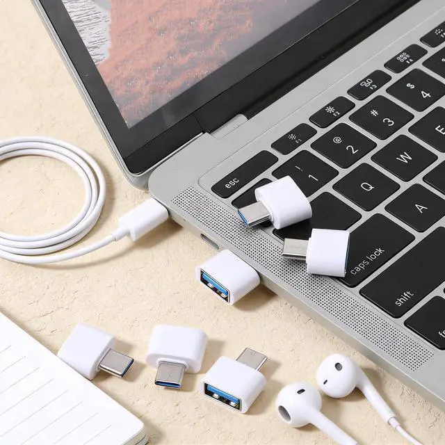 Alt view image 7 of 7 - 10 PCS USB-C to USB Adapter, White USB Type-C to a Female Adapter for Flash Drive, Controller,Mouse, Keyboard and More