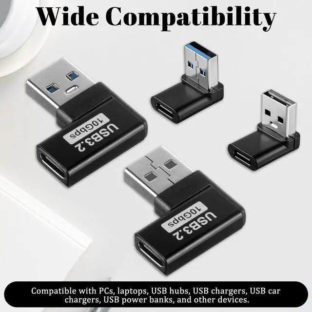 Alt view image 5 of 7 - 4 Pack 90 Degree USB to USB C Adapter, USB A Male to Type C Female Extender Connector Right Angle Type-C Female to A Male Converter Type Plug Adapter for PC, Laptop, USB-A Charger, Power Bank and More