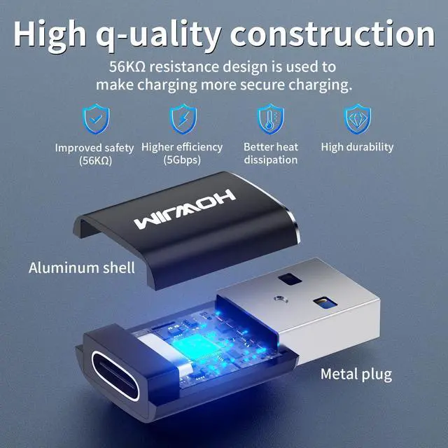 Alt view image 5 of 7 - USB to USB C Adapter 4 Pack, USB C Female to USB3.0 Male OTG Adapter,Fast Charging 5Gbps Data Transfer for M-acBook Pad Pro Phone 15/16/17 Pro Max G-alaxy X-Peria Watch Black