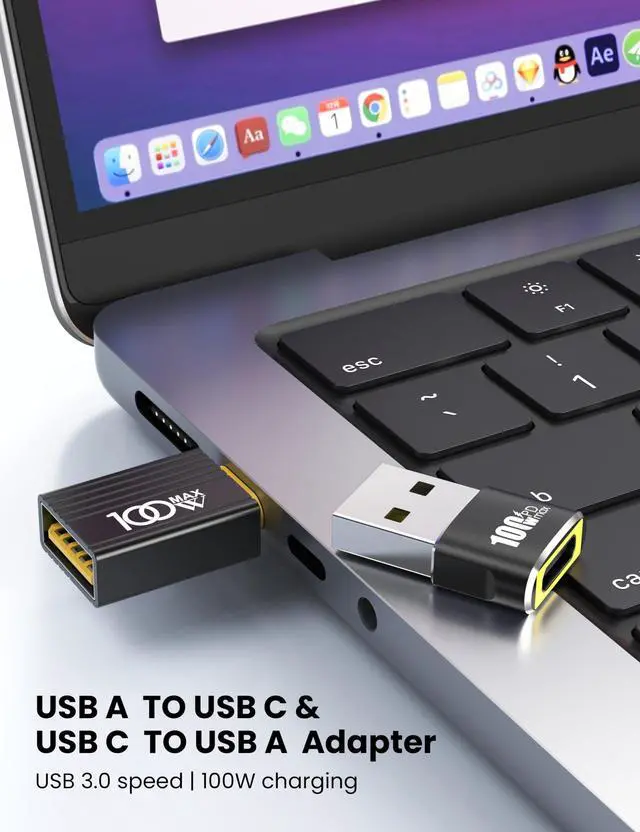 Alt view image 2 of 7 - 10-Pack Set of 100W USB to USB C Adapter - 5Pcs USBA Male to USBC Female Adapter 2.0 and 5Pcs Type C Male to A Female Adaptor 3.0, Compatible with iPhone 17/16/15,iPad, MacBook,Samsung,etc.