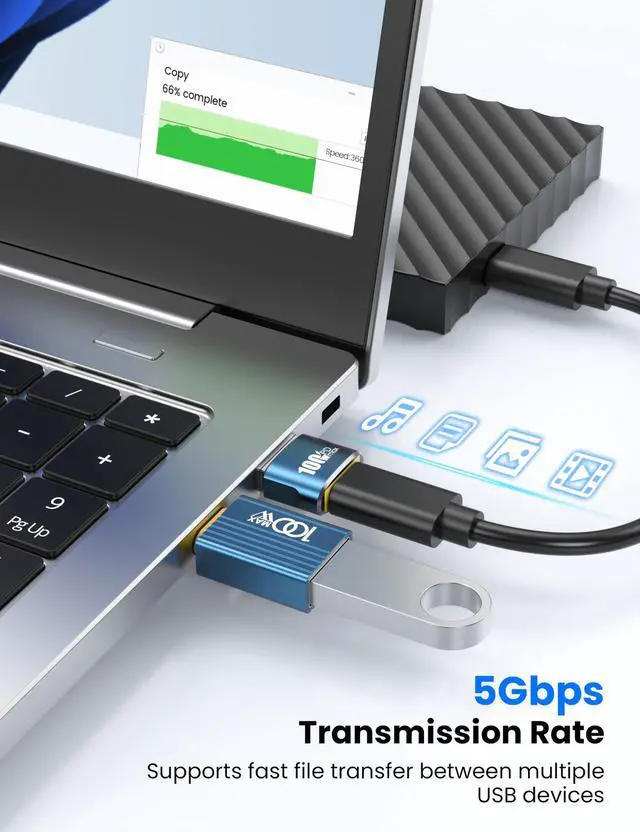 Alt view image 5 of 7 - 10-Pack Set of 100W USB to USB C Adapter - 5Pcs USBA Male to USBC Female Adapter 2.0 and 5Pcs Type C Male to A Female Adaptor 3.0, Compatible with iPhone 17/16/15,iPad, MacBook,Samsung,etc.