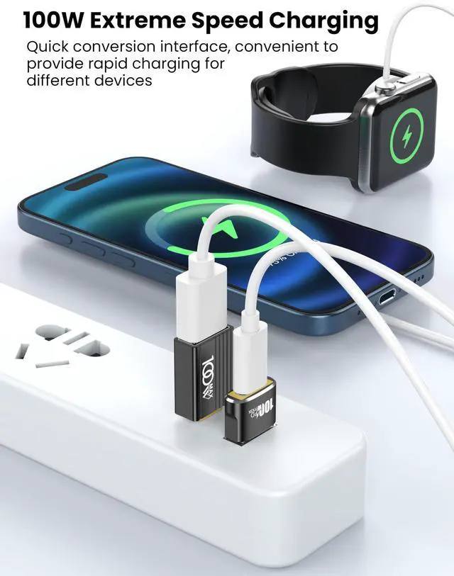 Alt view image 6 of 7 - 10-Pack Set of 100W USB to USB C Adapter - 5Pcs USBA Male to USBC Female Adapter 2.0 and 5Pcs Type C Male to A Female Adaptor 3.0, Compatible with iPhone 17/16/15,iPad, MacBook,Samsung,etc.