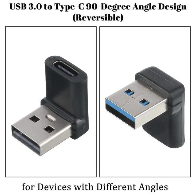 Alt view image 6 of 7 - 4 Pack 90 Degree USB to USB C Adapter, USB A Male to Type C Female Extender Connector Right Angle Type-C Female to A Male Converter Type Plug Adapter for PC, Laptop, USB-A Charger, Power Bank and More