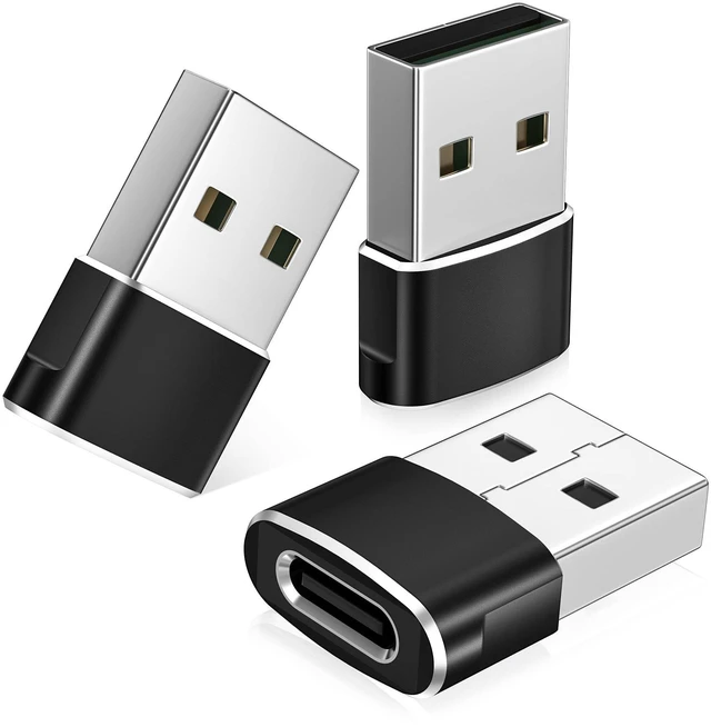 Main image of USB C Female to USBA Male Adapter,Type C Charger Cable Connector | 3Pack for MacBook Pro,iMac,PC,Laptop,Computer,Samsung Galaxy Note 20 S20 S21 S22 S23,Google Pixel 5 4 4A 3 3A 2 XL,OTG