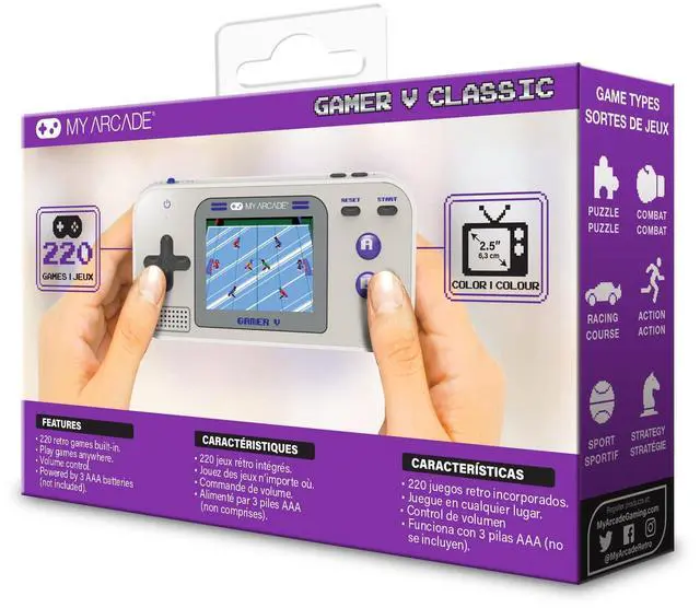 Alt view image 6 of 6 - Gamer V Classic-Purple: Portable Gaming System with 220 Games, 2.5" Color Display, Pocket Size (DGUN-3920)