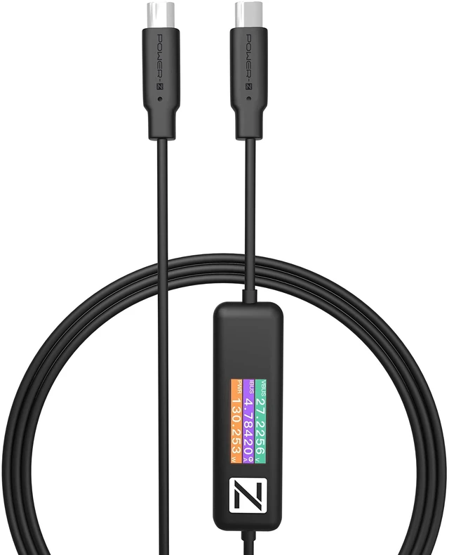 Main image of Power-Z AK001 Multi-Function 240W USB PD Charging Test Cable with Color Display Compatible with USB-C Devices (1.5M/5FT)