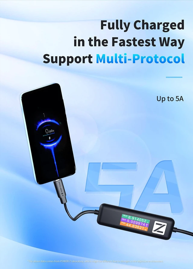 Alt view image 3 of 6 - Power-Z AK001 Multi-Function 240W USB PD Charging Test Cable with Color Display Compatible with USB-C Devices (1.5M/5FT)