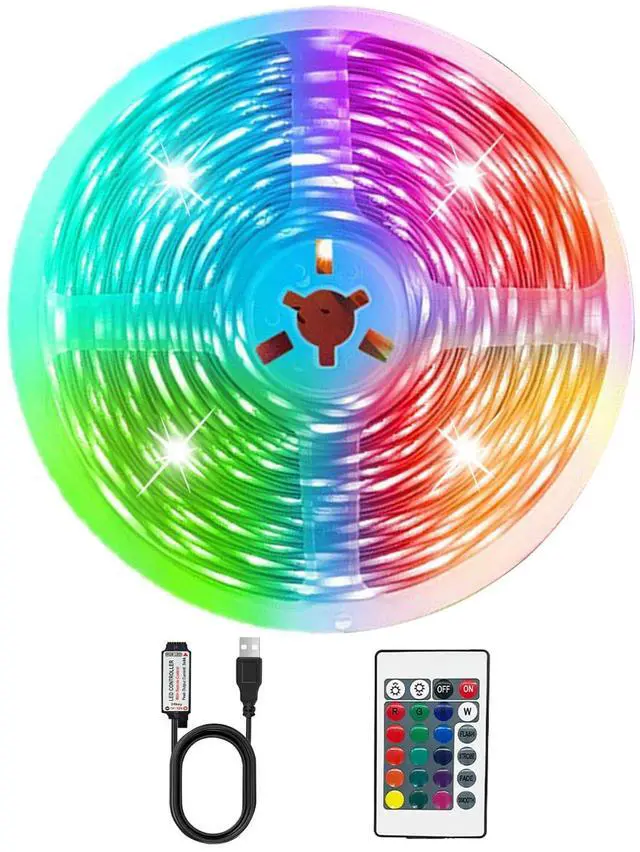 Main image of LED Strip Lights 32.8ft LED Lights for Bedroom,TV Backlight, Party,Gaming Room, Home RGB Decor USB Powered Plug & Play with Remote Con