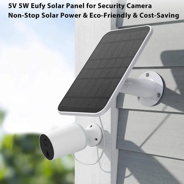 Alt view image 7 of 7 - Solar Panel for eufy Camera, 5W Solar Panel Compatible with eufyCam 2/2 Pro, 2C/2C Pro, E20/E40 Spotlight, IP65 Waterproof USB-C Solar Panel Charger for eufy with Micro USB & Rubber Plug