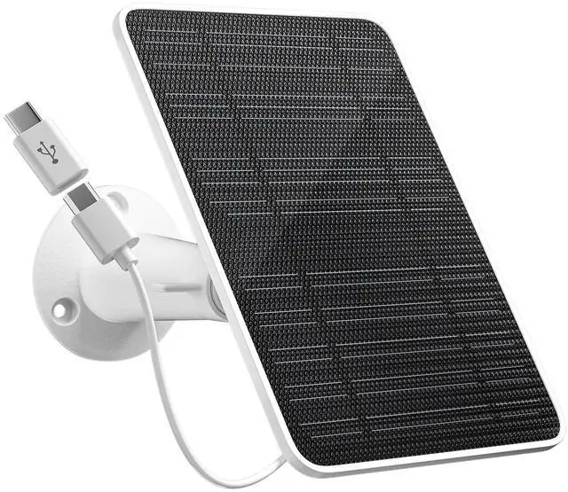 Main image of Solar Panel for Security Camera, 5W Solar Panel Charger Compatible with Eufycam 3/3C/2/2 Pro/2C/2C Pro/E/E20/E40/L20/L40/Solo/SoloCam Spotlight, Micro USB&USB-C Port IP65 Waterproof 10ft Cable, 1 Pack