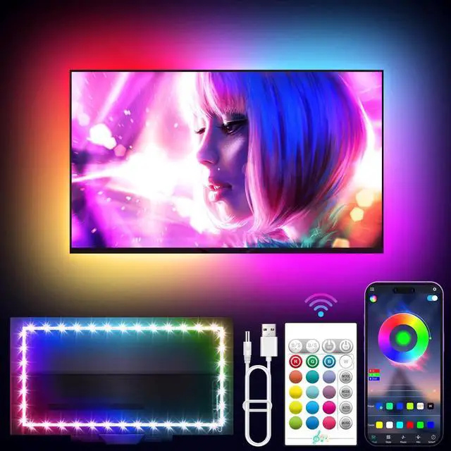 Main image of TV LED Backlight, 9.84ft LED Lights for 32-43in TV, RGB TV Lights Behind with Music Sync Bluetooth APP and Remote Control Strip Light USB Powered for Bedroom Home Decor