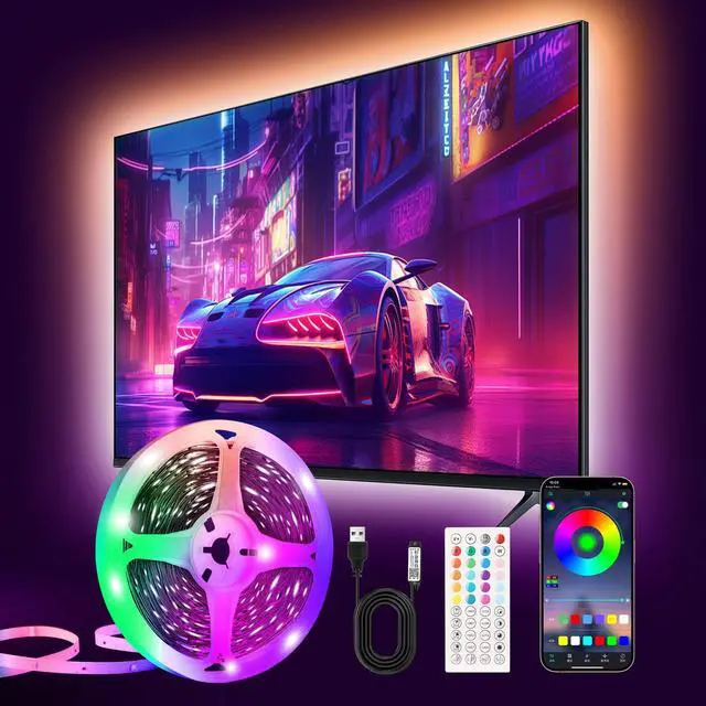 Main image of TV LED Backlight,9.84ft Music Sync RGB Backlight with Remote & App Control, USB Powered for 32-45 Inch TVs, Computer, Bedroom, Gaming Setup, Home Cinema