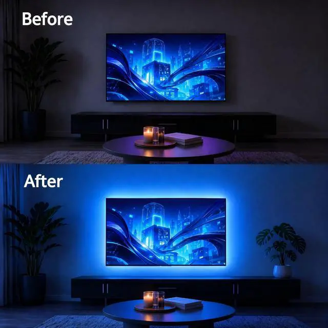 Alt view image 2 of 5 - LED Lights for TV, 9.8ft RGB TV Backlight for 32-43 inch TVs,Smart APP Remote Control,Music Sync Color Changing TV LED Strip Lights USB Powered for Bedroom,Gaming,Kitchen,Living Room