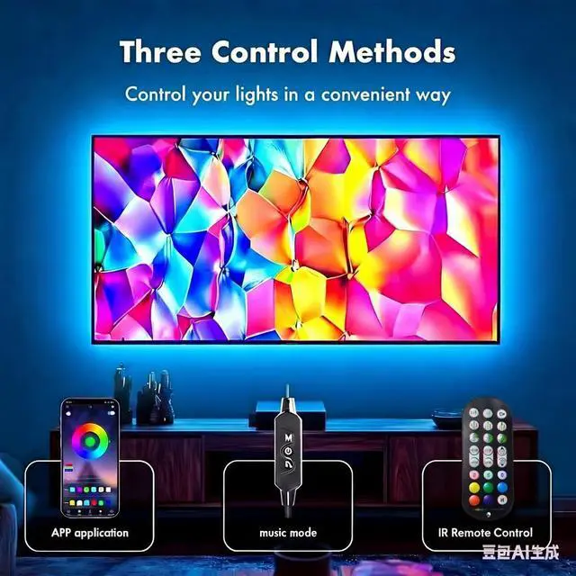 Alt view image 4 of 5 - LED Lights for TV, 9.8ft RGB TV Backlight for 32-43 inch TVs,Smart APP Remote Control,Music Sync Color Changing TV LED Strip Lights USB Powered for Bedroom,Gaming,Kitchen,Living Room