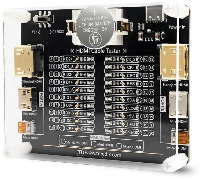 Main image of Cable Tester Board for HDMI Cable Tester Checker 20 LED Light Status Indictor to Check Disorder Short Open and Cross Connection for Standard HDMI Type A, Mini HDMI Type C, Micro HDMI Type D