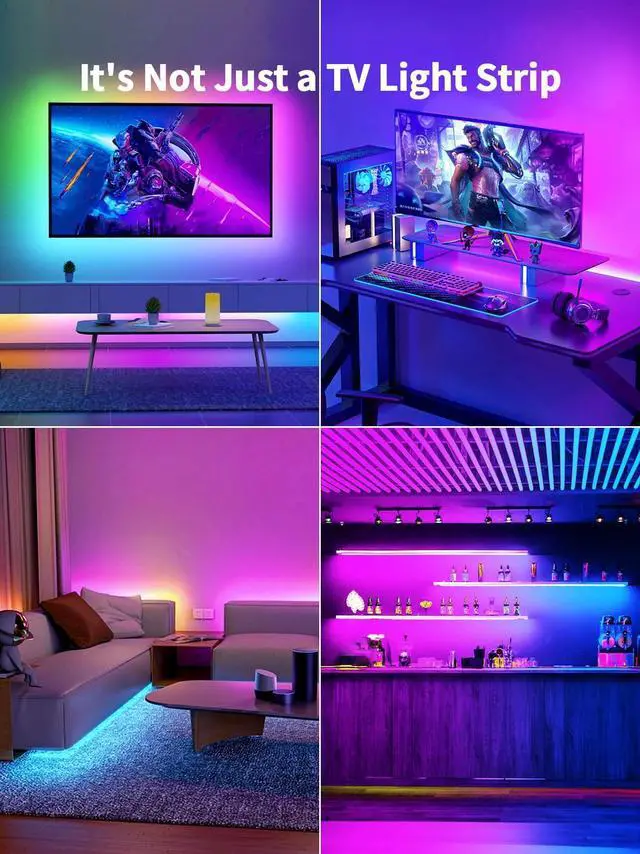 Alt view image 6 of 6 - TV LED Backlight, 9.84ft LED Lights for 32-43in TV, RGB TV Lights Behind with Music Sync Bluetooth APP and Remote Control Strip Light USB Powered for Bedroom Home Decor