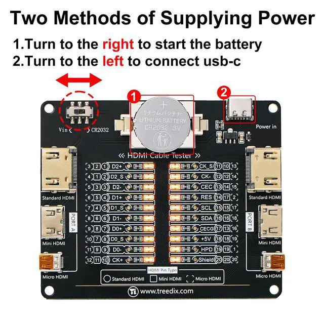 Alt view image 4 of 6 - Cable Tester Board for HDMI Cable Tester Checker 20 LED Light Status Indictor to Check Disorder Short Open and Cross Connection for Standard HDMI Type A, Mini HDMI Type C, Micro HDMI Type D