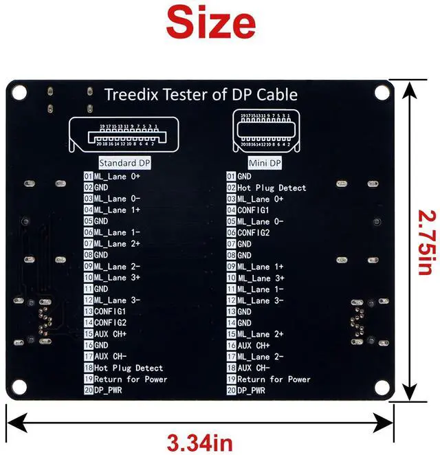 Alt view image 4 of 5 - DisplayPort Cable Tester for Standard DisplayPort Cable and Mini DisplayPort Cable, 20 LED Light Status Indictor to Check Disorder Short Open for DP1.0, 1.1, 1.2,1.2a1.3, 1.4, 2.0, 2.1
