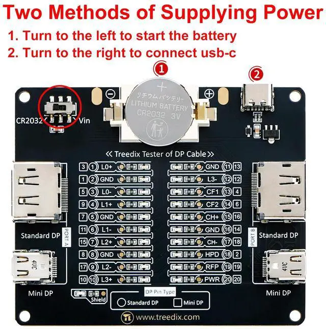 Alt view image 3 of 5 - DisplayPort Cable Tester for Standard DisplayPort Cable and Mini DisplayPort Cable, 20 LED Light Status Indictor to Check Disorder Short Open for DP1.0, 1.1, 1.2,1.2a1.3, 1.4, 2.0, 2.1