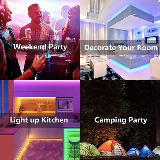 Alt view image 5 of 5 - 50FT Smart LED Strip Lights, RGB Strip Lights Sync to Music with 40 Key Remote Controller LED Lights for Bedroom, Christmas Lights decration (Multi-Colored, 50FT)
