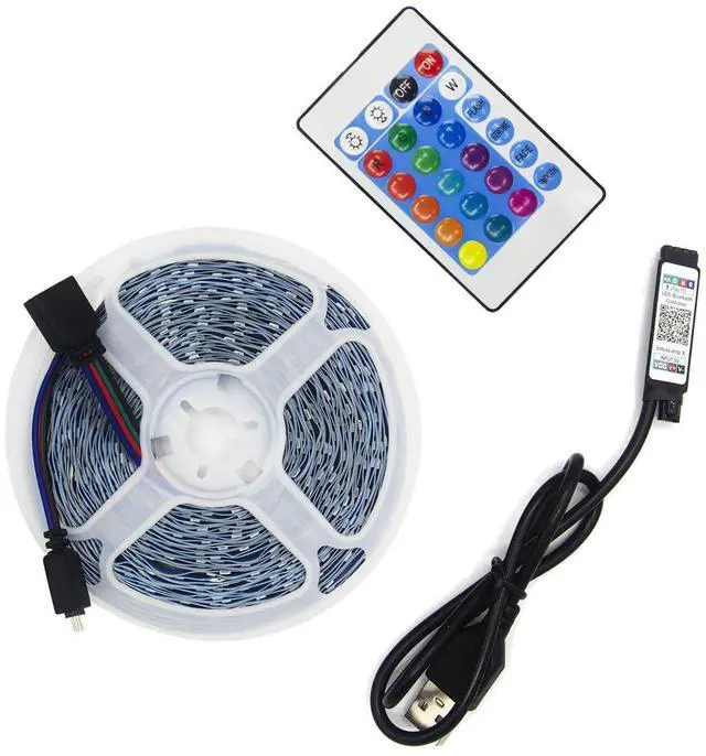 Main image of LED Strip Lights 16.6 feet (5 Meter) RGB Color with APP and IR Remote 5050 SMD LED 30 Lights Per Meter for Bedroom,Home,TV Backlight with Remote Control (White, 5 Meter 150 led Lights)