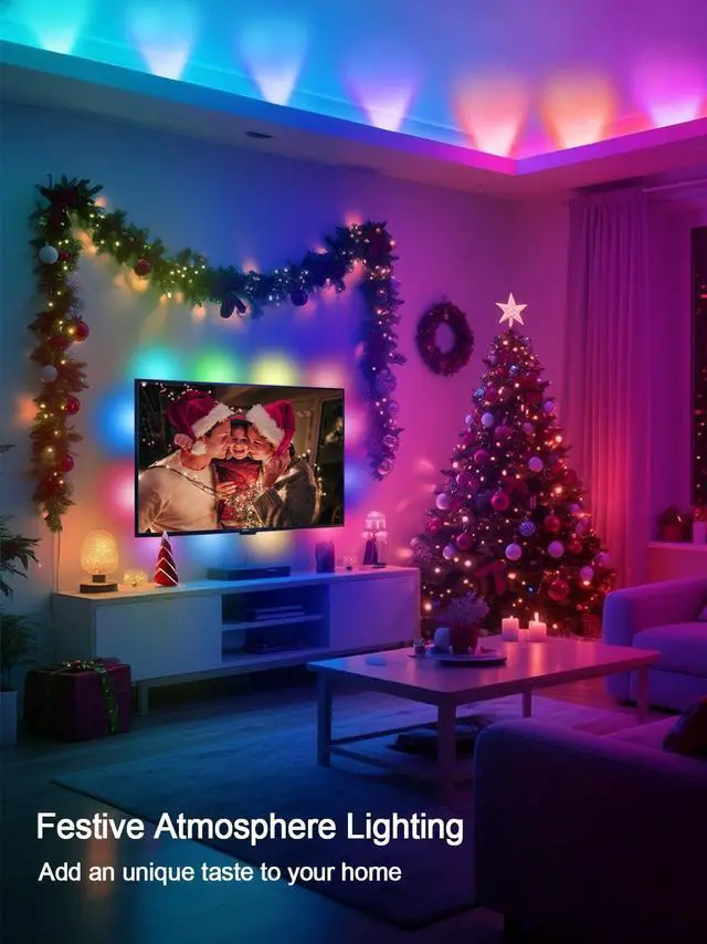 Alt view image 4 of 5 - TV LED Lights, 9.8ft LED Strip Lights for 35-55 Inch TV Behind Lighting, RGB Color Changing TV Backlight with APP & Remote Control, Music Sync USB LED Light for Bedroom Gaming Room Decor