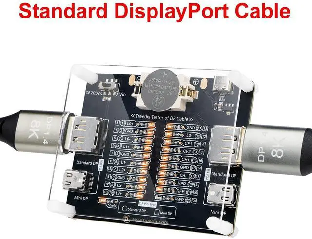Alt view image 2 of 5 - DisplayPort Cable Tester for Standard DisplayPort Cable and Mini DisplayPort Cable, 20 LED Light Status Indictor to Check Disorder Short Open for DP1.0, 1.1, 1.2,1.2a1.3, 1.4, 2.0, 2.1