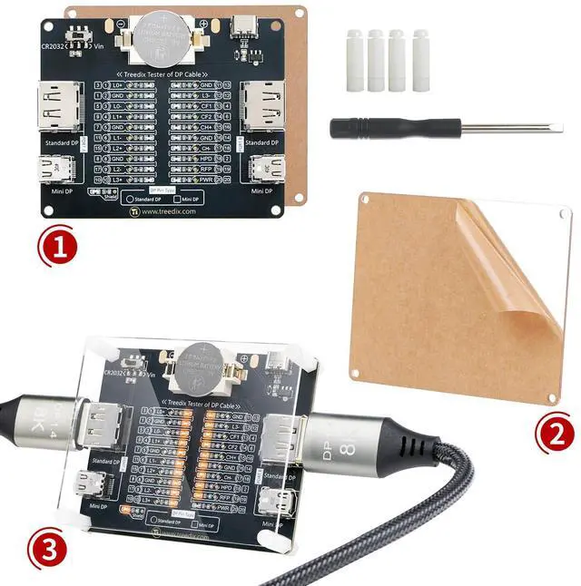 Alt view image 5 of 5 - DisplayPort Cable Tester for Standard DisplayPort Cable and Mini DisplayPort Cable, 20 LED Light Status Indictor to Check Disorder Short Open for DP1.0, 1.1, 1.2,1.2a1.3, 1.4, 2.0, 2.1
