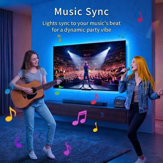 Main image of LED Lights for TV, 9.8ft RGB TV Backlight for 32-43 inch TVs,Smart APP Remote Control,Music Sync Color Changing TV LED Strip Lights USB Powered for Bedroom,Gaming,Kitchen,Living Room