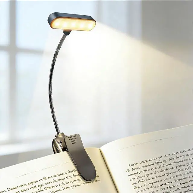 Main image of LED Book Light, Book Light for Reading in Bed, Eye Caring, 3 Colors & 5 Brightness, Rechargeable Long Lasting Reading Light, Lightweight Clip on Light, Gifts for Book Lovers (Black)
