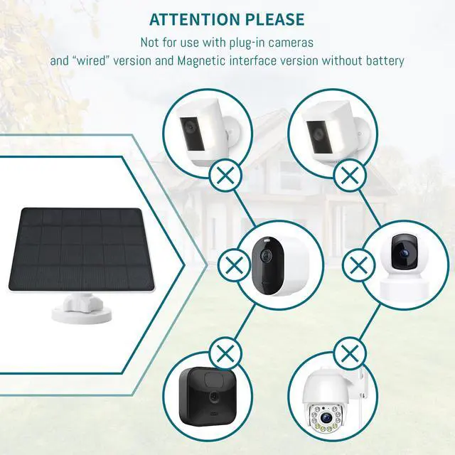 Alt view image 5 of 7 - 8W Solar Panel Compatible with Rechargeable Battery Powered Cam, for Security Camera Outdoor, 5V Camera Solar Charger Waterproof with Micro USB/USB-C Port/DC 3.5mm 3in1 Cable, 360° Adjustable Bracket