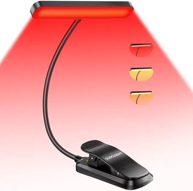 Main image of 630nm Red Light Reading Light, 26 LEDs Zero Blue Light, 1600K Amber Book Light with 3 Modes & 5 Brightness Dimmable, 120H Runtime, Eye-Care Clip on Light for Book Lovers and Kids