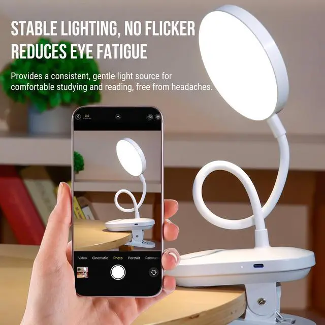 Alt view image 2 of 7 - Clip On LED Reading Light, Book Light for Bedroom - 5W Dimmable Touch Control Desk Lamp with Flexible Gooseneck, 19 LED Eye-Caring Night Light, USB Rechargeable, Perfect for Headboard, Study, Office
