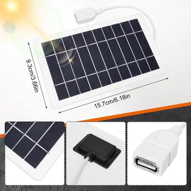 Alt view image 2 of 7 - USB Solar Panel Charger,2pcs Portable Solar Panel Kit for Camera, Cell Phone Charging, Camping, Hiking, Outdoor Travel 5V 5W