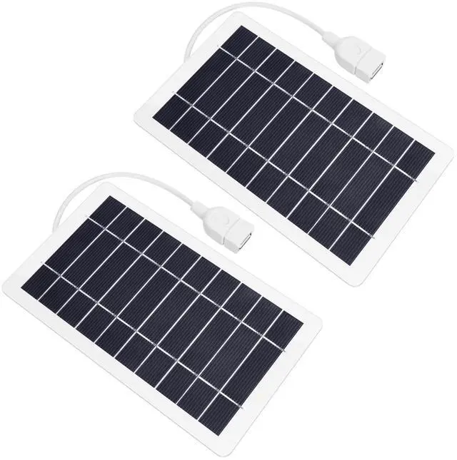 Main image of USB Solar Panel Charger,2pcs Portable Solar Panel Kit for Camera, Cell Phone Charging, Camping, Hiking, Outdoor Travel 5V 5W