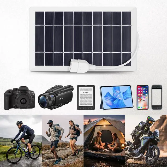 Alt view image 5 of 7 - USB Solar Panel Charger,2pcs Portable Solar Panel Kit for Camera, Cell Phone Charging, Camping, Hiking, Outdoor Travel 5V 5W