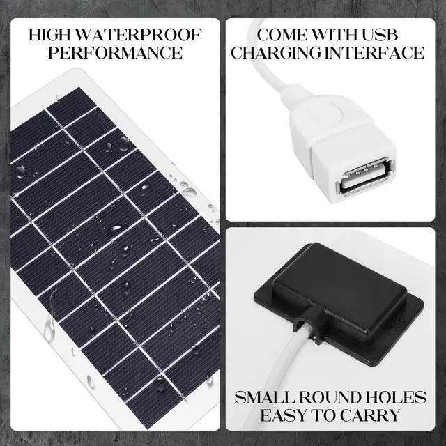 Alt view image 3 of 7 - USB Solar Panel Charger,2pcs Portable Solar Panel Kit for Camera, Cell Phone Charging, Camping, Hiking, Outdoor Travel 5V 5W