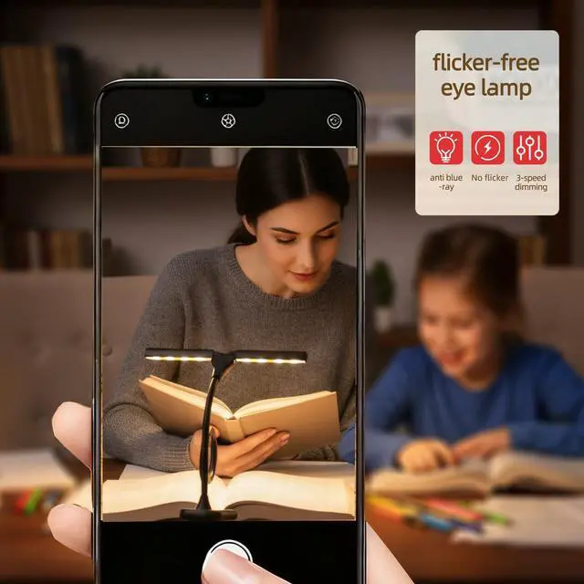 Alt view image 2 of 7 - Rechargeable Clip On Book Light, 3 Color Eye-Care LED Reading Light, 360° Rotatable Bed Reading Lamp, USB Rechargeable, Portable Book Light for Kids, Travel & Office