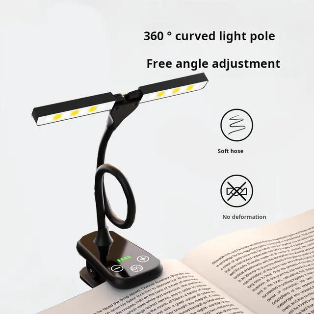 Alt view image 7 of 7 - Rechargeable Clip On Book Light, 3 Color Eye-Care LED Reading Light, 360° Rotatable Bed Reading Lamp, USB Rechargeable, Portable Book Light for Kids, Travel & Office