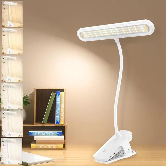 Main image of Clip on Light, Reading Lights for Books in Bed, Eye Caring 66 LEDs Book Lights, 4 Brightness & Multiple Color Temperatures LED Desk Lamp Rechargeable Night Lamps for Home, Office and Dorm
