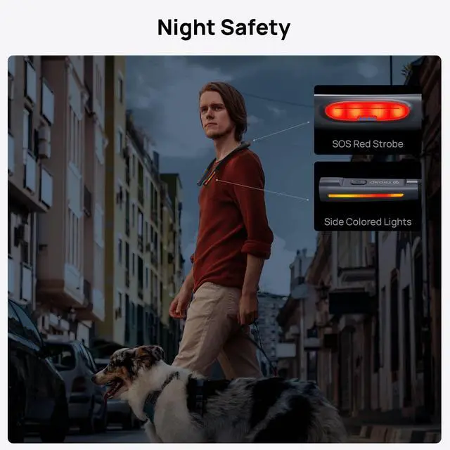 Alt view image 5 of 7 - LED Neck Reading Light, 3 Color 3 Brightness Book Light for Reading in Bed, 1000mAh Rechargeable Lamp, Flexible Arm with Outdoor Warning Lamp, Eye-Caring for Crochet, Travel, Book Lovers Gifts