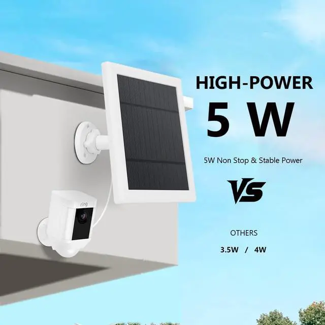 Alt view image 4 of 7 - Solar Panel for Security Camera 3 IN 1 Port 5W Ring Camera Solar Charger Compatible with Ring Spotlight & Stick Up Outdoor Cam Battery, IP65 Waterproof &16.4ft Long Cable with USB-C/Micro USB/DC Ports