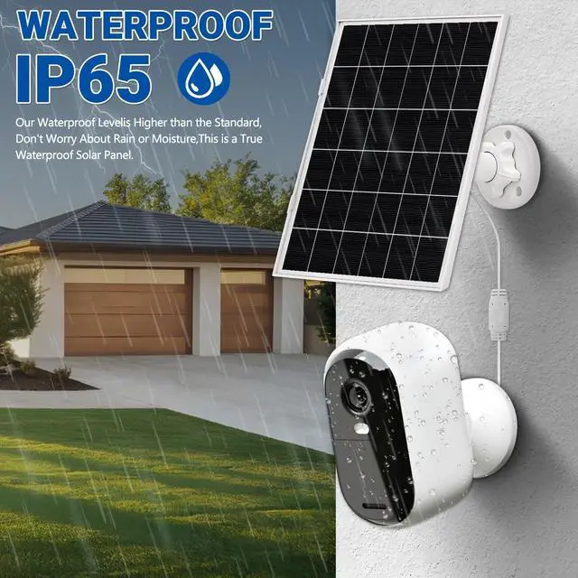 Alt view image 4 of 7 - 1 Pack 8w Solar Panel for Wyze & Arlo Essential Camera, Compatible with Most Low-Power Wireless Cameras, Solar Charger with 10ft Cable + Adjustable Mount, IP65 Waterproof
