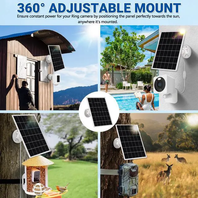 Alt view image 6 of 7 - 1 Pack 8w Solar Panel for Wyze & Arlo Essential Camera, Compatible with Most Low-Power Wireless Cameras, Solar Charger with 10ft Cable + Adjustable Mount, IP65 Waterproof